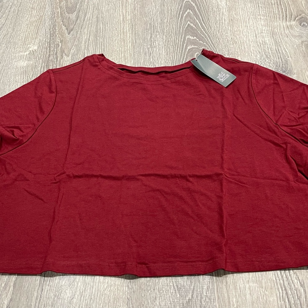 New Wild Fable Crop Top Crew Neck Shirt 3X Burgundy G12